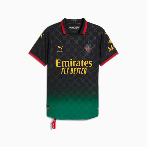 AC MILAN x OFF-WHITE™ Authentic Men's Soccer Jersey, PUMA Black-Power Green, extralarge