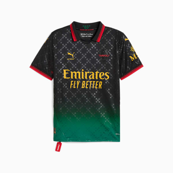 AC MILAN x OFF-WHITE™ Replica Men's Soccer Jersey, PUMA Black-Power Green, extralarge