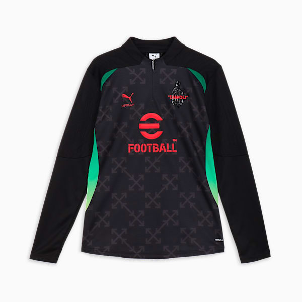 メンズ ACミラン x Off-White プレマッチ クォータージップ トップ, PUMA Black-For All Time Red, extralarge-JPN