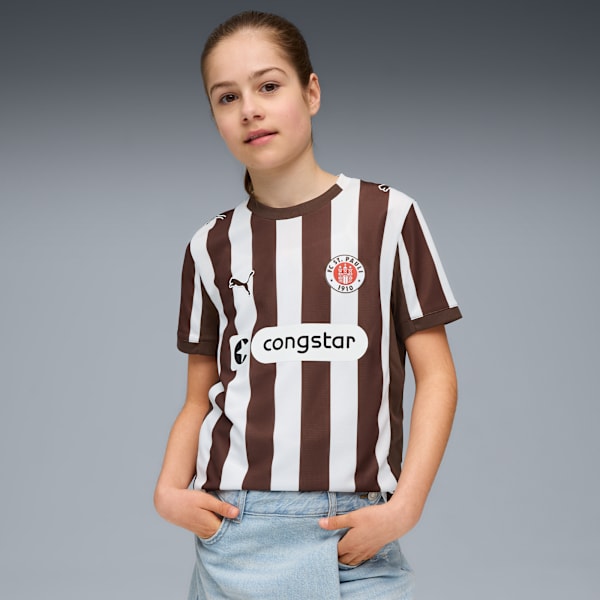 FC St. Pauli 25/26 Home Jersey Youth, Espresso Brown-PUMA White, extralarge