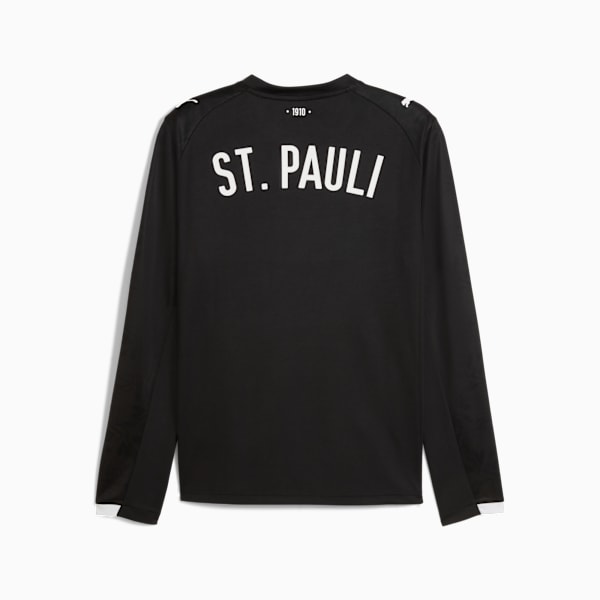 Black PUMA long-sleeve shirt, men's, with 'ST. PAULI' text on the back.