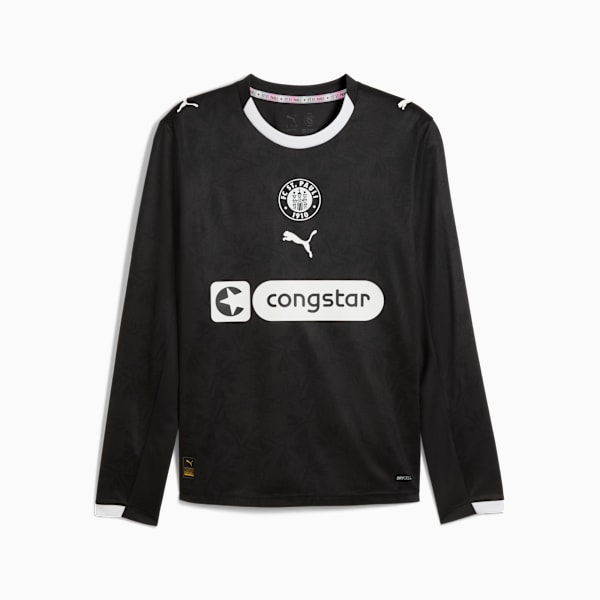 Black PUMA long-sleeve jersey with white accents, featuring logos and 'congstar' branding.