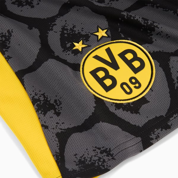 PUMA x KIDSUPER BVB Men's Sweat-Wicking Replica Shorts, PUMA Black-Faster Yellow, extralarge-IND
