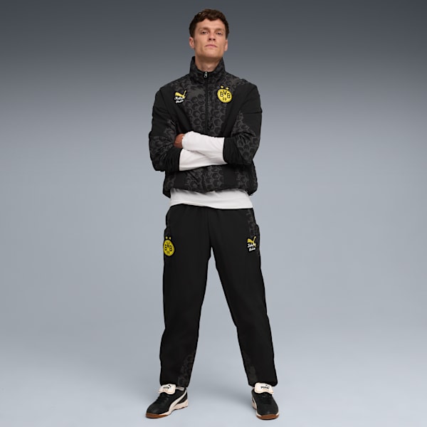 PUMA x KIDSUPER BVB Men's Relaxed Fit Travel Pants, PUMA Black-Faster Yellow, extralarge-IND