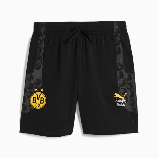 PUMA x KIDSUPER BVB Men's Regular Fit Travel Shorts, PUMA Black-Faster Yellow, extralarge-IND