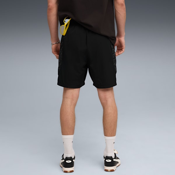 PUMA x KIDSUPER BVB Men's Regular Fit Travel Shorts, PUMA Black-Faster Yellow, extralarge-IND