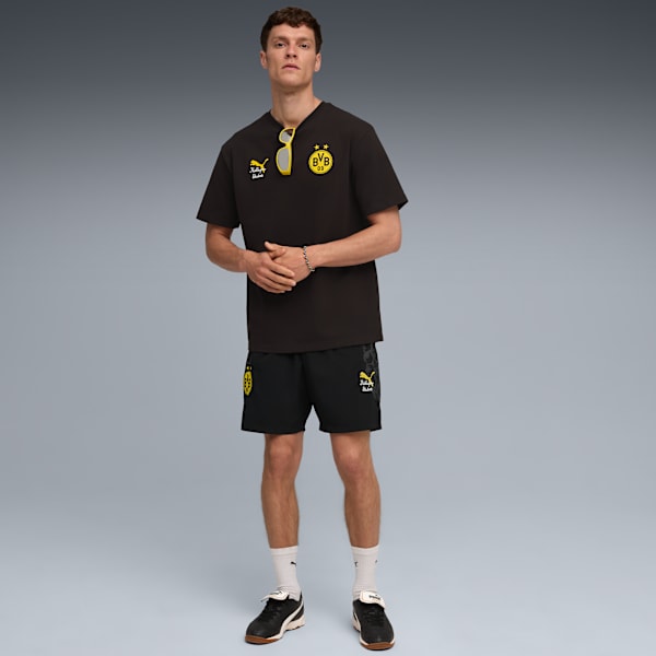 PUMA x KIDSUPER BVB Men's Regular Fit Travel Shorts, PUMA Black-Faster Yellow, extralarge-IND