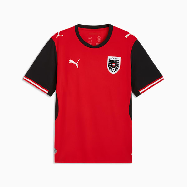 Austria Home Men's Soccer Jersey, PUMA Red-PUMA Black, extralarge