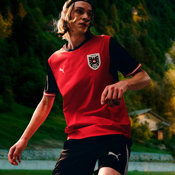 Austria Home Men's Soccer Jersey, PUMA Red-PUMA Black, extralarge