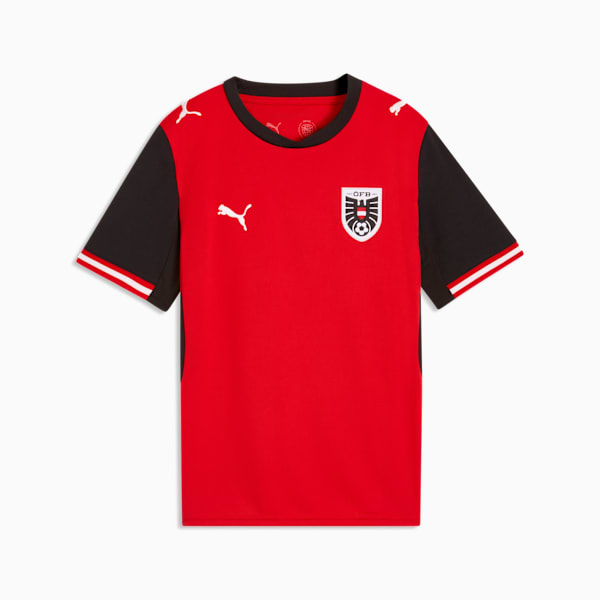 Austria Home Big Kids' Soccer Jersey, PUMA Red-PUMA Black, extralarge
