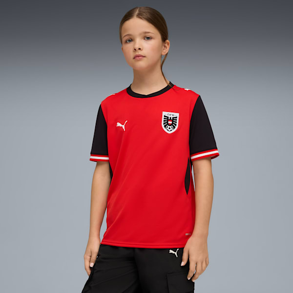 Austria Home Big Kids' Soccer Jersey, PUMA Red-PUMA Black, extralarge