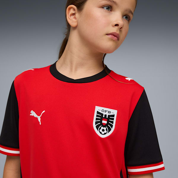 Austria Home Big Kids' Soccer Jersey, PUMA Red-PUMA Black, extralarge