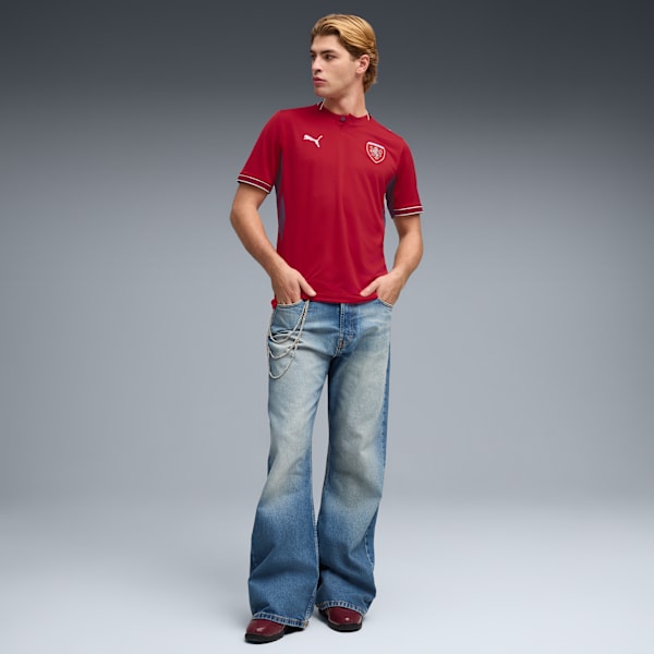 Czechia Home Men's Soccer Jersey, Dark Cherry-PUMA Navy, extralarge