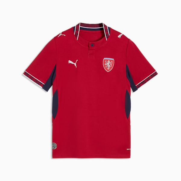 Czechia Home Big Kids' Soccer Jersey, Dark Cherry-PUMA Navy, extralarge