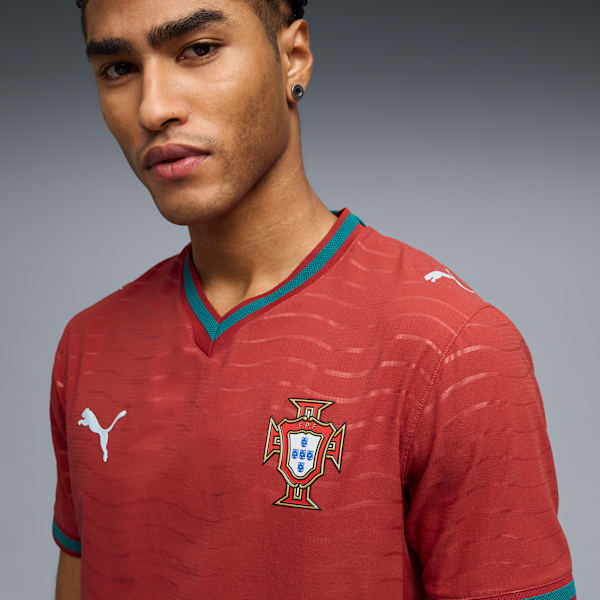 Portugal Authentic Home Men's Soccer Jersey, Club Red-Green Lagoon, extralarge