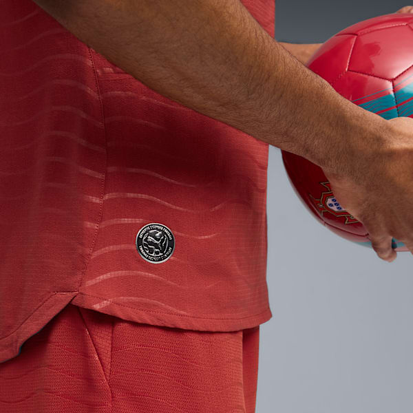 Portugal Authentic Home Men's Soccer Jersey, Club Red-Green Lagoon, extralarge