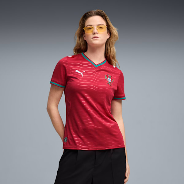 Portugal Home Women's Soccer Jersey, Club Red-Green Lagoon, extralarge