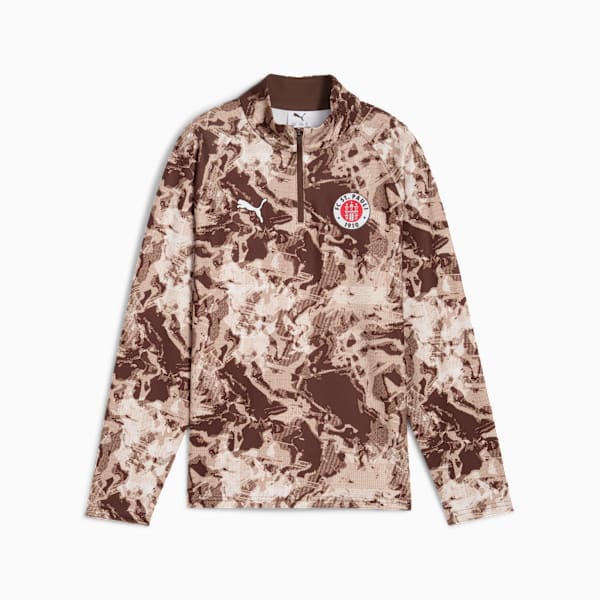 FC St. Pauli Pre-match Quarter-Zip Top Youth, Espresso Brown-PUMA White, extralarge