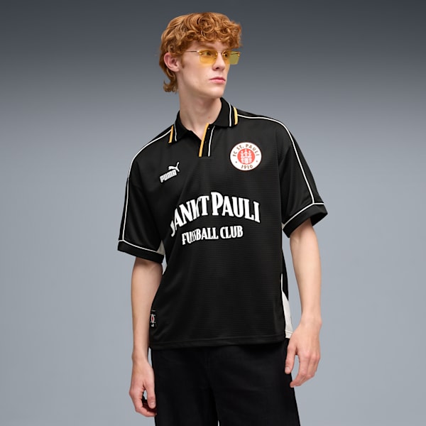 FC St. Pauli Retro Football Jersey Men, PUMA Black-PUMA White, extralarge-GBR