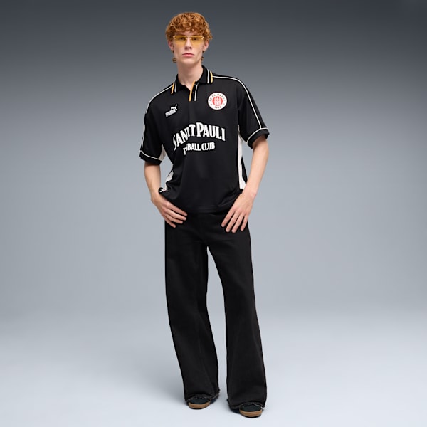 FC St. Pauli Retro Football Jersey Men, PUMA Black-PUMA White, extralarge-GBR