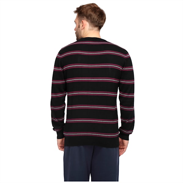 Men s Striped LS Sweater, black, extralarge-IND