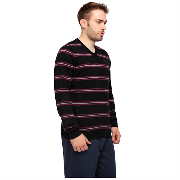 Men s Striped LS Sweater, black, extralarge-IND