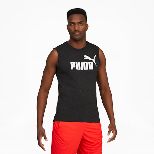 Men's No.1 Logo Sleeveless Shirt, Dark Gray Heather-P. White#1 Logo, extralarge