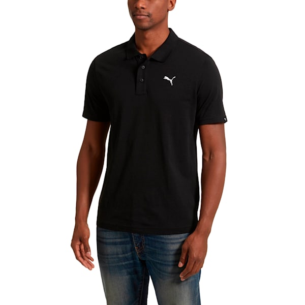 Essential Men's Jersey Polo, Cotton Black, extralarge