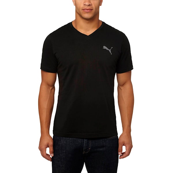 Iconic V-Neck T-Shirt, Puma Black, extralarge