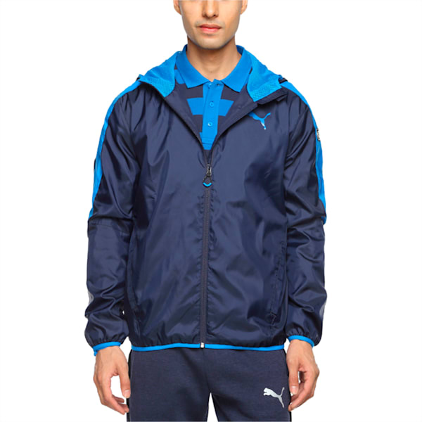 Essentials Men’s Techstripe Windbreaker, Peacoat-Electric Blue Lemona, extralarge-IND
