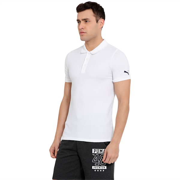 Men s Active ESS Polo T-Shirt, Puma White