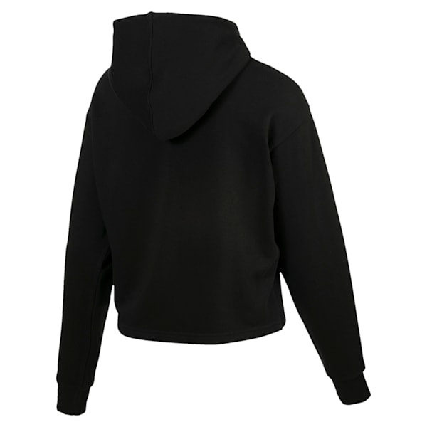 Essentials+ Logo Women's Cropped Hoodie, Cotton Black, extralarge