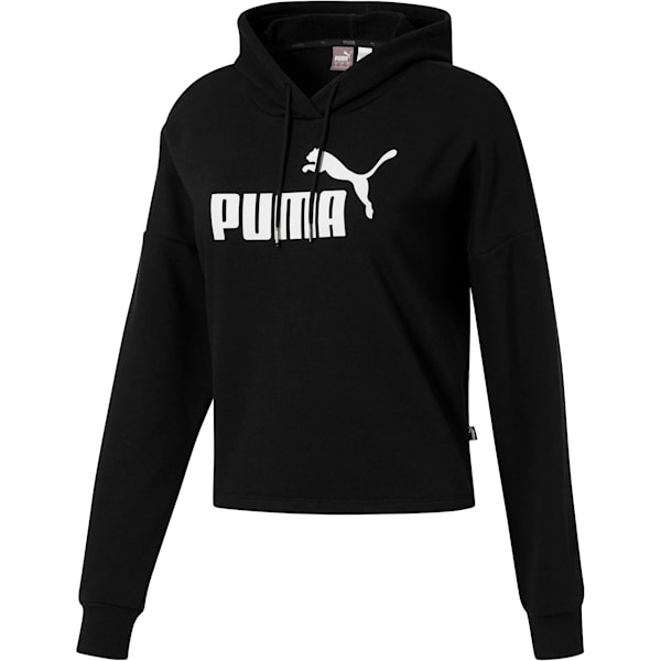 Essentials+ Logo Women's Cropped Hoodie, Cotton Black, extralarge