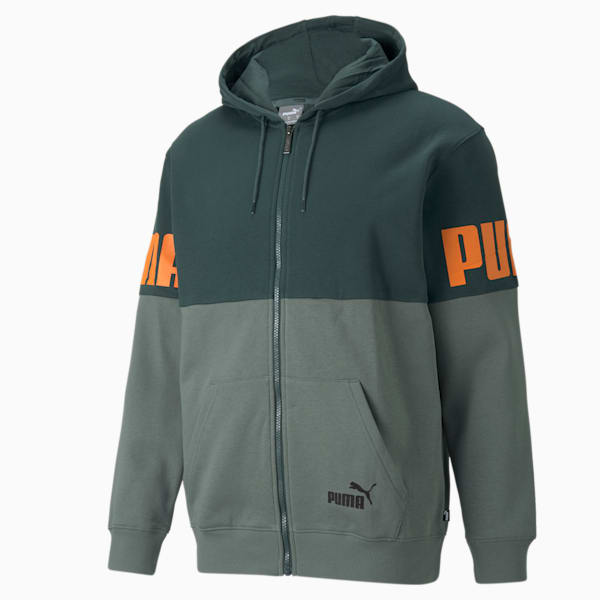 PUMA POWER Full-Zip Men's Loose Hoodie, Green Gables, extralarge-IND