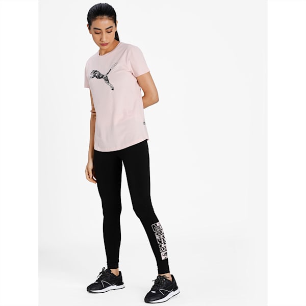 PUMA Logo Tight Fit Women's Leggings, Puma Black-Lotus, extralarge-IND