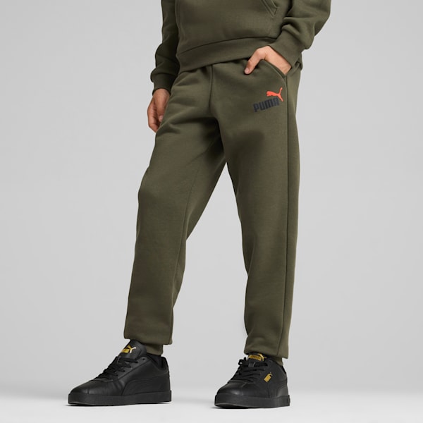 キッズ ボーイズ ESS+ 2 COL ロゴ パンツ 裏起毛 110-160cm, Dark Olive, extralarge-JPN
