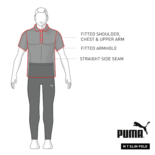PUMA Pique Slim Fit Men's Polo, High Risk Red-Puma Black