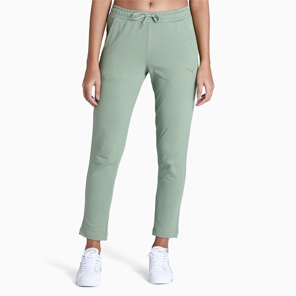 Women's Slim Fit 7/8 Track Pants, Dusty Green, extralarge-IND