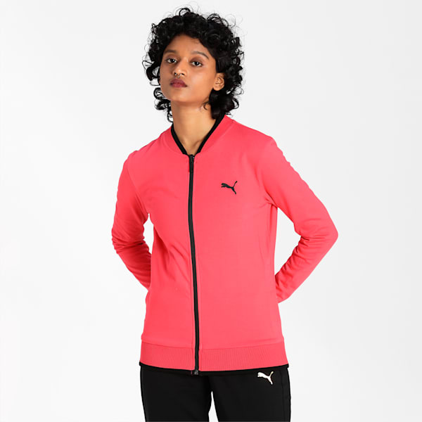 Reversible Full-Zip Slim Fit Women's Sweatshirt, Puma Black-Paradise Pink, extralarge-IND