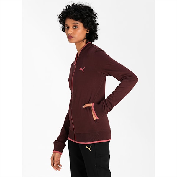 Reversible Full-Zip Slim Fit Women's Sweatshirt, Mauvewood-Fudge, extralarge-IND
