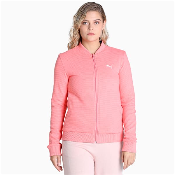 Reversible Full-Zip Slim Fit Women's Sweatshirt, Carnation Pink, extralarge-IND