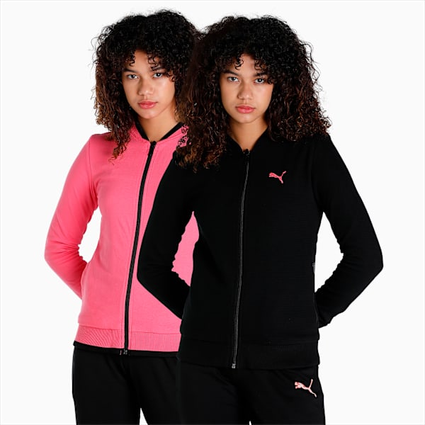 Reversible Full-Zip Slim Fit Women's Sweatshirt, Puma Black, extralarge-IND