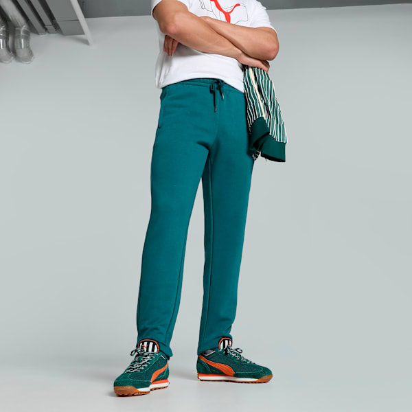 Zippered Slim Fit Knitted Men's Slim Fit Sweat Pants, Cold Green, extralarge-IND