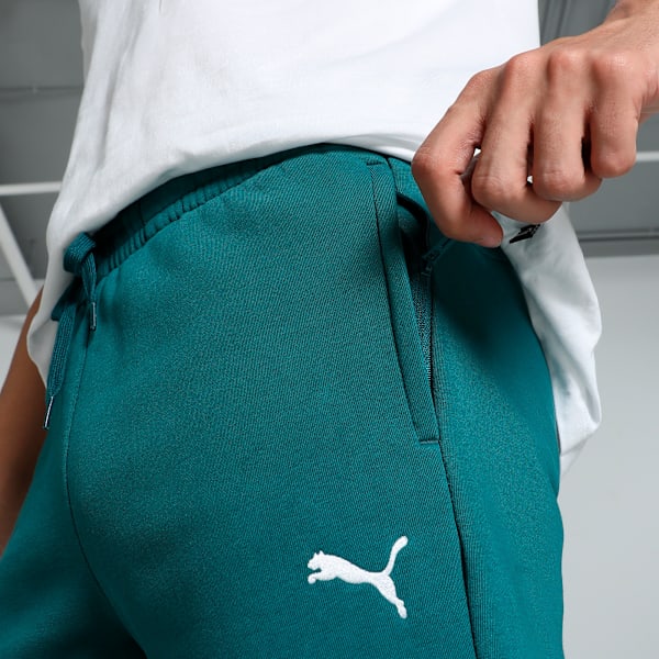 Zippered Slim Fit Knitted Men's Slim Fit Sweat Pants, Cold Green, extralarge-IND
