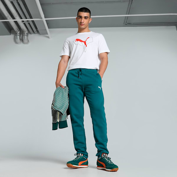 Zippered Slim Fit Knitted Men's Slim Fit Sweat Pants, Cold Green, extralarge-IND