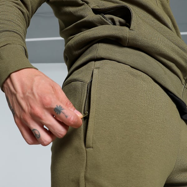 Zippered Slim Fit Knitted Men's Slim Fit Sweat Pants, Wild Willow, extralarge-IND