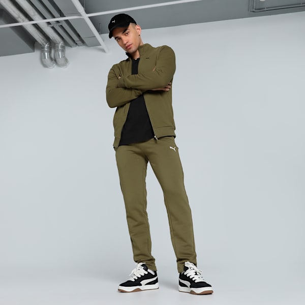 Zippered Slim Fit Knitted Men's Slim Fit Sweat Pants, Wild Willow, extralarge-IND