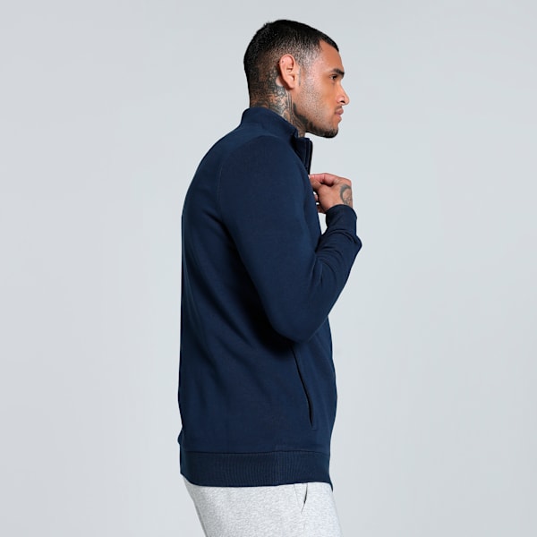 Zippered Full-Zip Men's Slim Fit Jacket, Club Navy, extralarge-IND