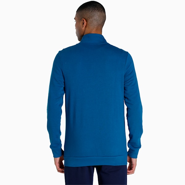 Zippered Full-Zip Men's Slim Fit Jacket, Lake Blue, extralarge-IND