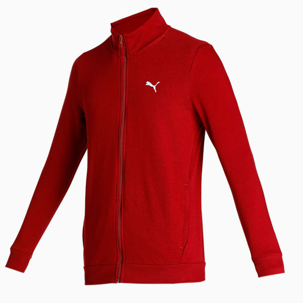 Zippered Full-Zip Men's Slim Fit Jacket, Intense Red, extralarge-IND
